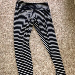Black and white striped leggings